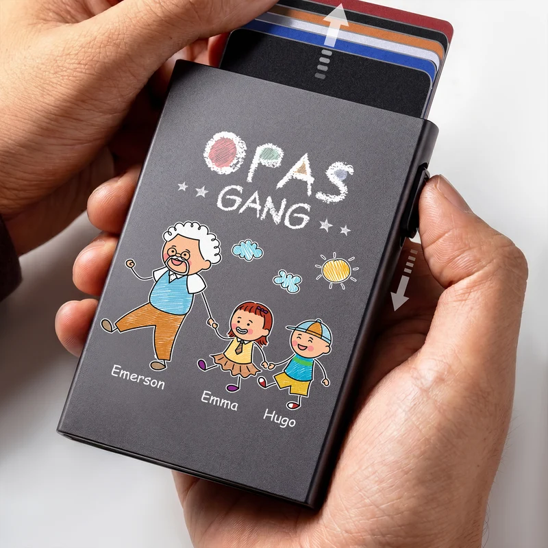 Papas Gang Buntstifte - Personalisiertes Geschenk | Aluminium Kreditkartenetui Papa Opa