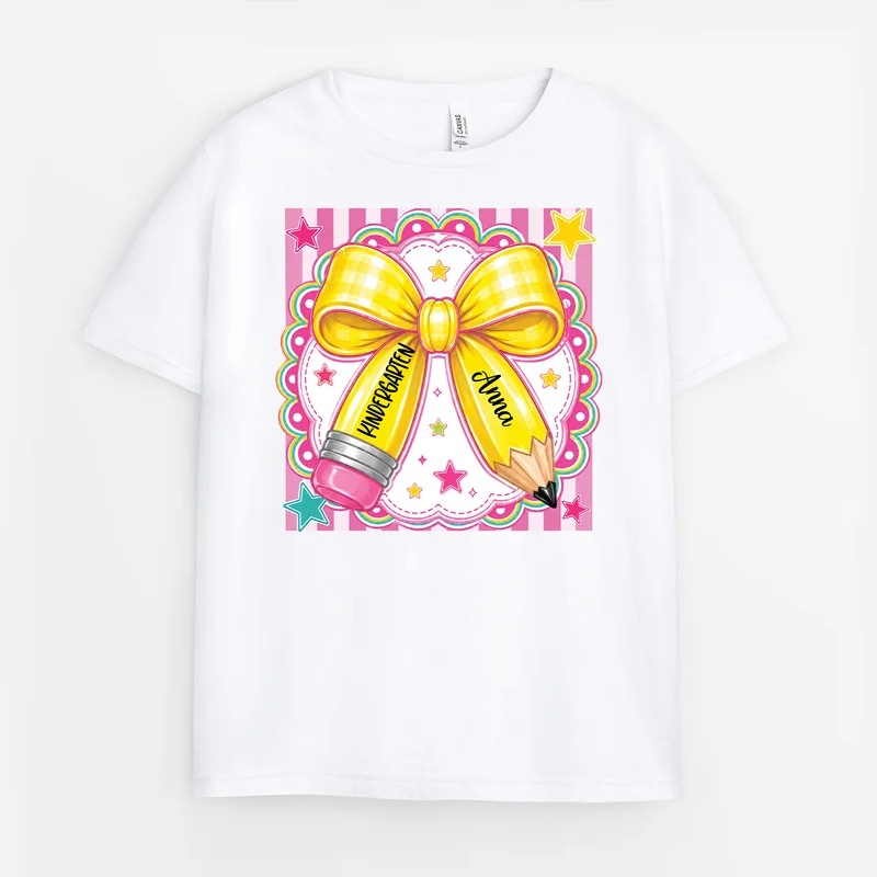 Geschenkschleife + Bleistift - Personalisiertes Geschenk | Schulkind T-Shirt