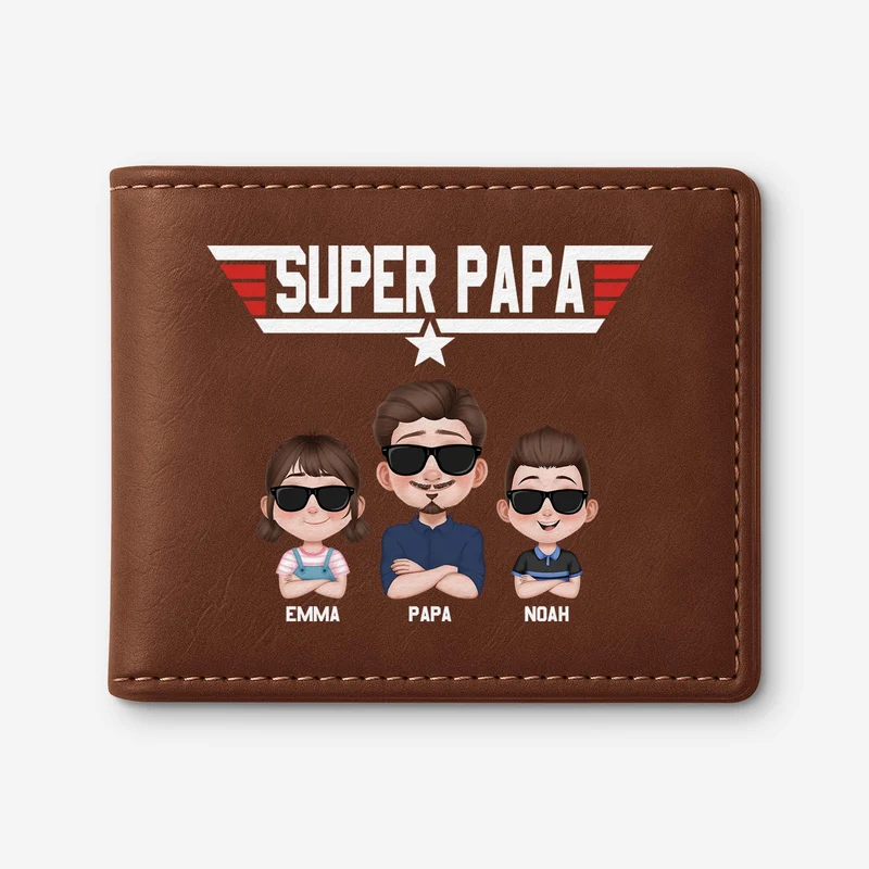 Super Papa - Personalisierte Geschenke Herren | Portemonnaie Papa/Opa