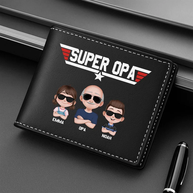 Super Papa - Personalisierte Geschenke Herren | Portemonnaie Papa/Opa