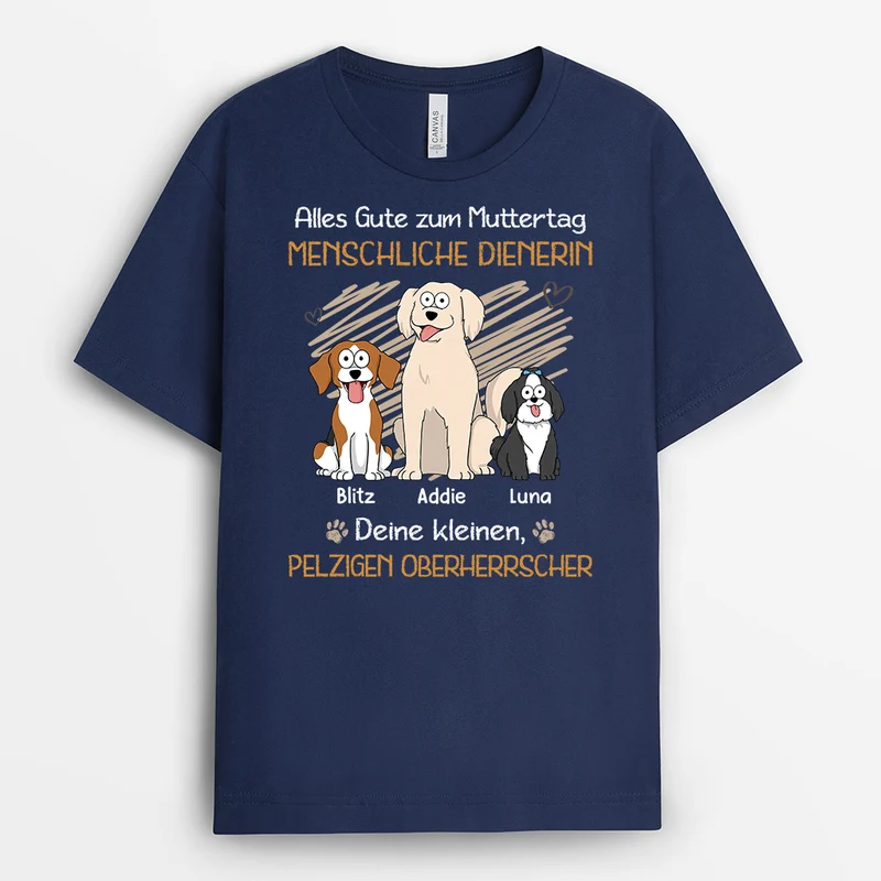 Alles Gute Zum Vatertag Muttertag Menschlicher Diener Deine Kleinen Pelzigen Herrscher - Personalisiertes Hunde Geschenk | Schwarzes T Shirt