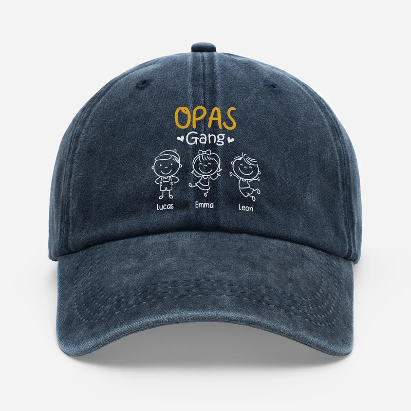 Opas Gang - Personalisiertes Geschenk | Washed Cap Opa Papa Oma Mama Stickmen