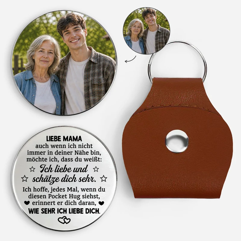 Ich Liebe Und Schätze Dich Sehr - Personalisierte Geschenke Foto | Pocket Hug Schlüsselanhänger Papa Mama