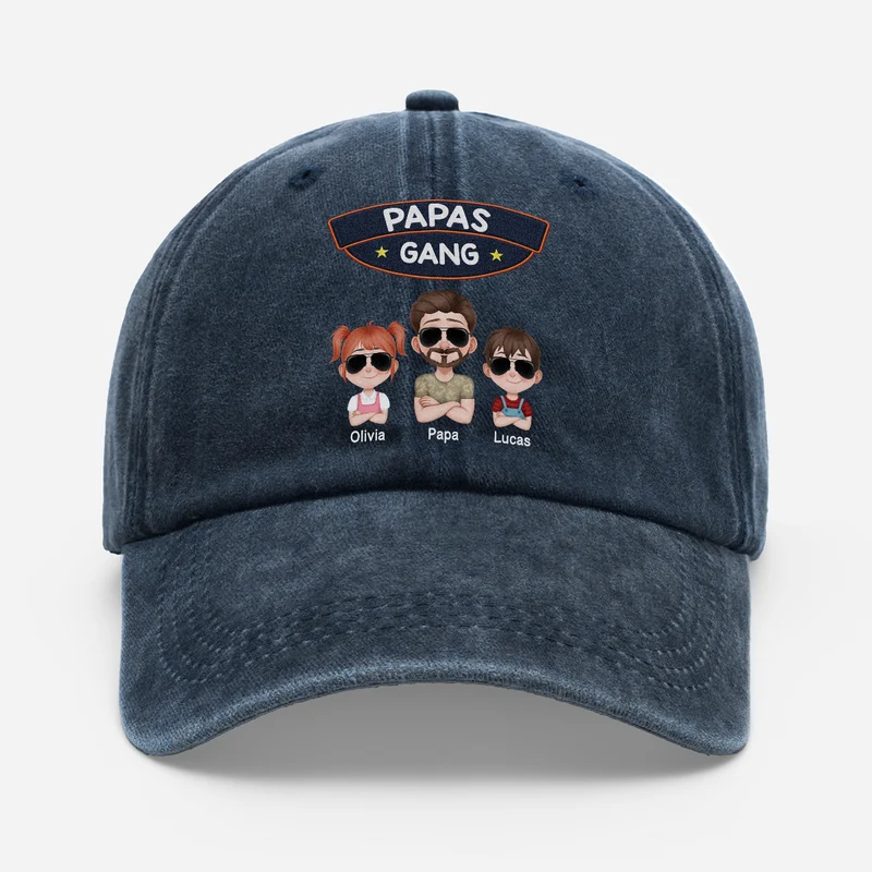 Papas Gang - Personalisiertes Geschenk | Washed Cap Papa Opa Cartoon Sterne