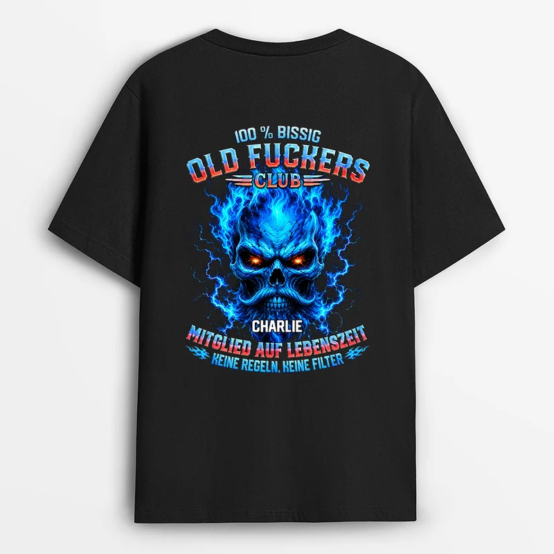 Old Fuckers Club - Personalisiertes Geschenk | T-Shirts Mit Rückenprint Herren Schädel