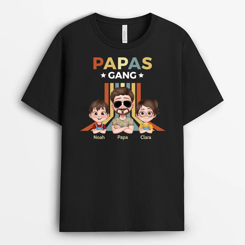 Papas Gang - Personalisiertes Geschenk | Opa Papa Shirt Cartoon Tarnmuster Bunt