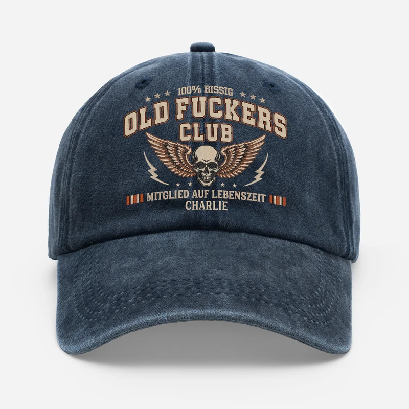 Old Fuckers Club - Personalisierte Geschenke Für Männer | Washed Cap Flügeln