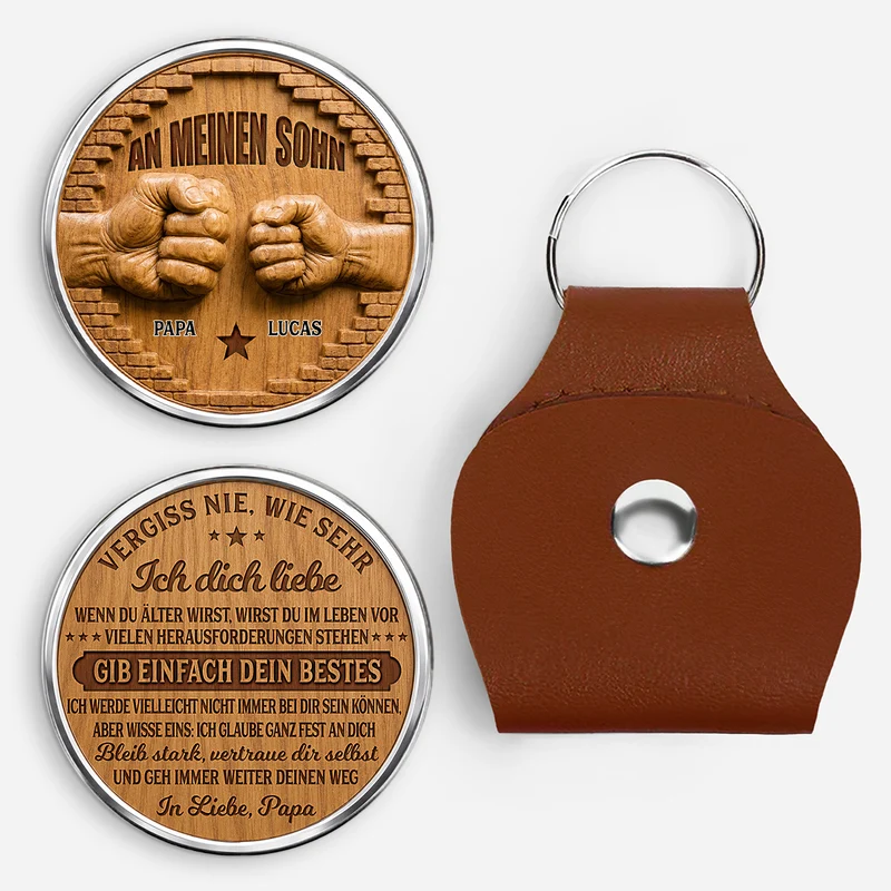 [3D-Optik] Ich Bin Vielleicht Nicht Immer Bei Dir - Personalisiertes Geschenk | Pocket Hug Schlüsselanhänger Sohn Tochter Enkel Enkelin