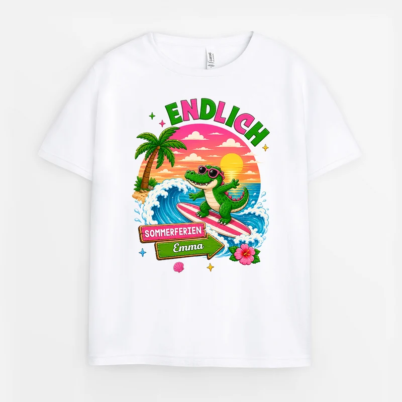 Endlich Sommerferien Krokodile - Personalisiertes Geschenk | T Shirts Kinder