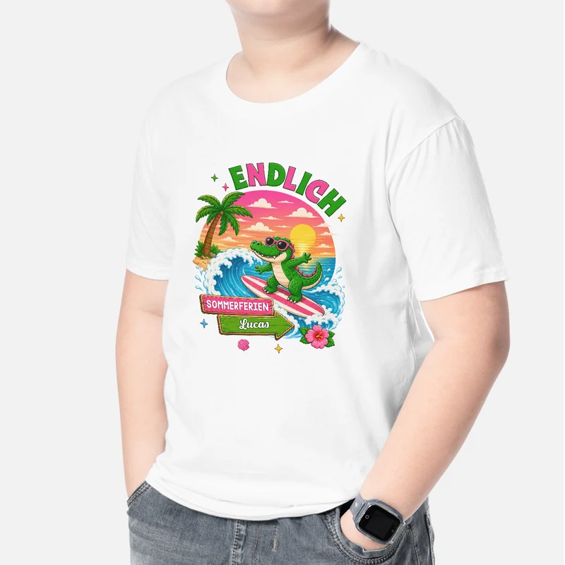 Endlich Sommerferien Krokodile - Personalisiertes Geschenk | T Shirts Kinder