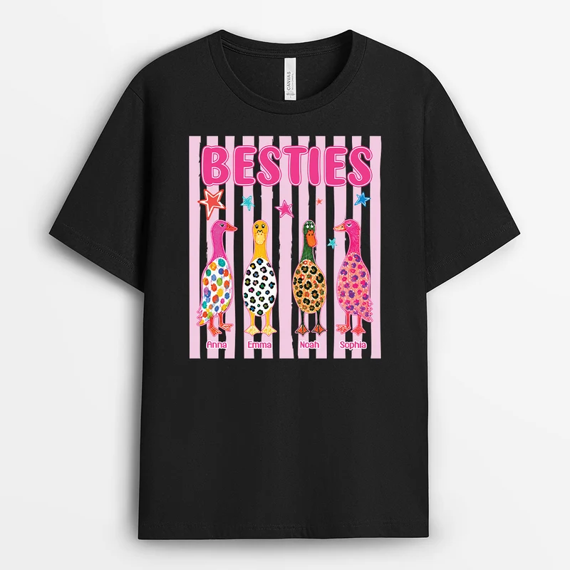 Besties Gänse - Personalisiertes Geschenk | Freundschafts T Shirts Schwarz