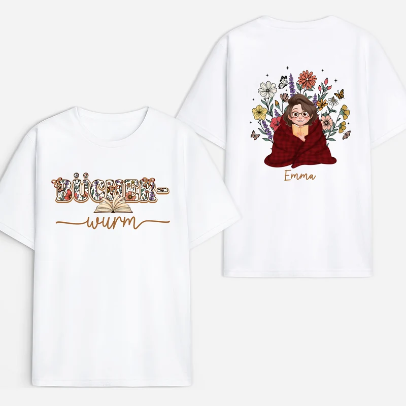 Bücherwurm - Personalisierte Geschenke Für Leseratten Frauen Männer | T Shirt Bedrucken Beidseitig