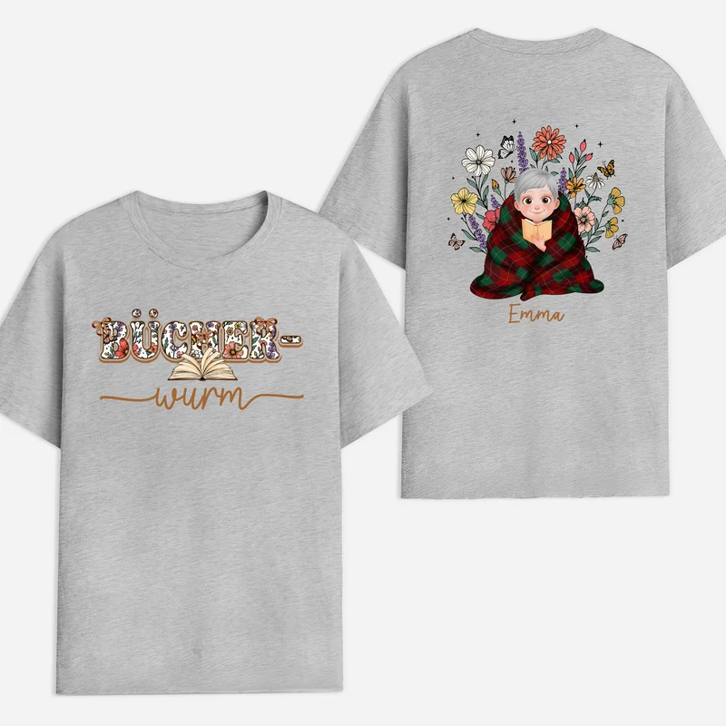 Bücherwurm - Personalisierte Geschenke Für Leseratten Frauen Männer | T Shirt Bedrucken Beidseitig