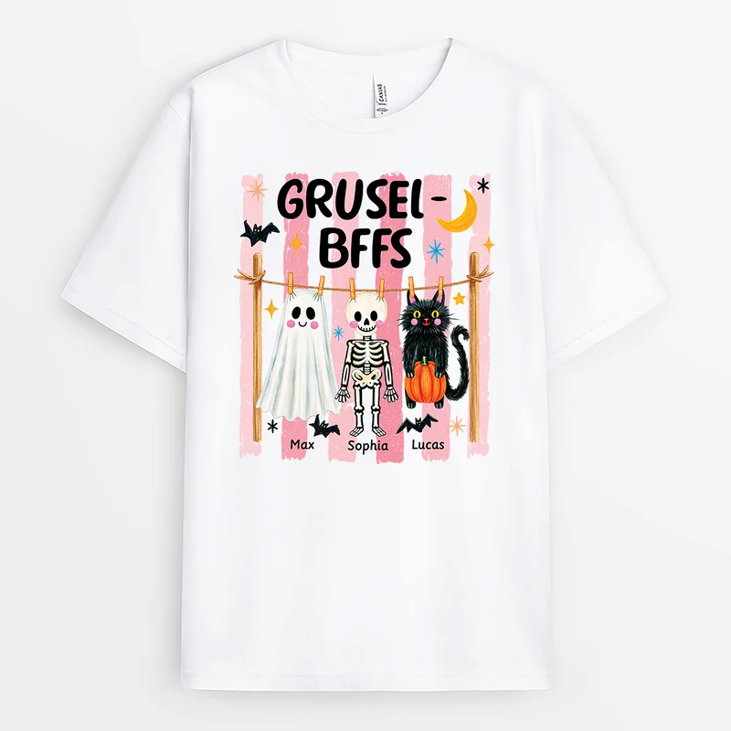Grusel-BFFs - Personalisiertes Geschenk | Freundschafts T Shirts Halloween Schwar