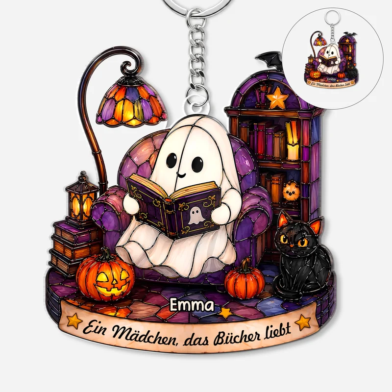 Ein Mädchen Das Bücher Liebt - Personalisiertes Geschenk | Acryl Schlüsselanhänger Für Leseratten Frauen Männer Halloween