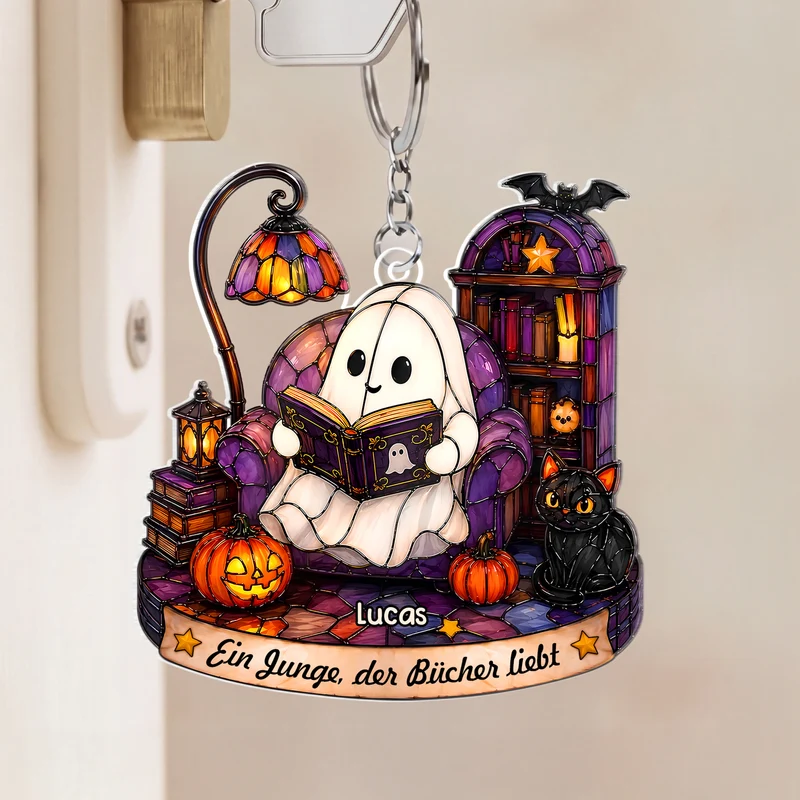 Ein Mädchen Das Bücher Liebt - Personalisiertes Geschenk | Acryl Schlüsselanhänger Für Leseratten Frauen Männer Halloween