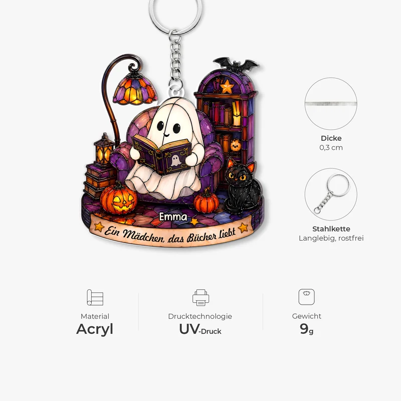 Ein Mädchen Das Bücher Liebt - Personalisiertes Geschenk | Acryl Schlüsselanhänger Für Leseratten Frauen Männer Halloween