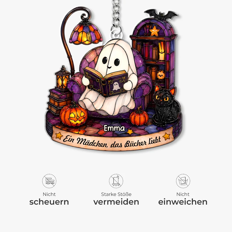 Ein Mädchen Das Bücher Liebt - Personalisiertes Geschenk | Acryl Schlüsselanhänger Für Leseratten Frauen Männer Halloween