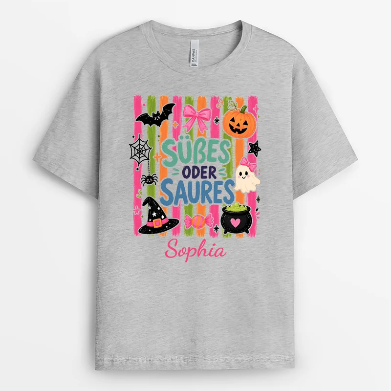 Süßes Oder Saures - Personalisiertes Geschenk | T Shirt Männer Damen Halloween