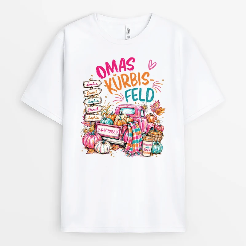 Omas Kürbisfeld - Personalisiertes Geschenk | Mama Oma T Shirt Herbst Halloween