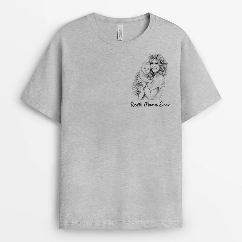 Bester Papa Ever - Personalisiertes Geschenk | Oma Opa Mama Papa Shirt Foto Sketch