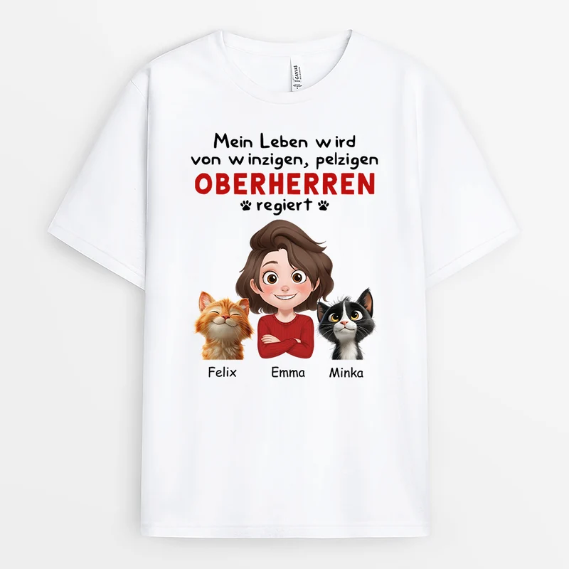 Mein Leben Wird Von Kleinen Flauschigen Herrschern Regiert - Personalisiertes Geschenk | Hunde & Katzen T Shirt