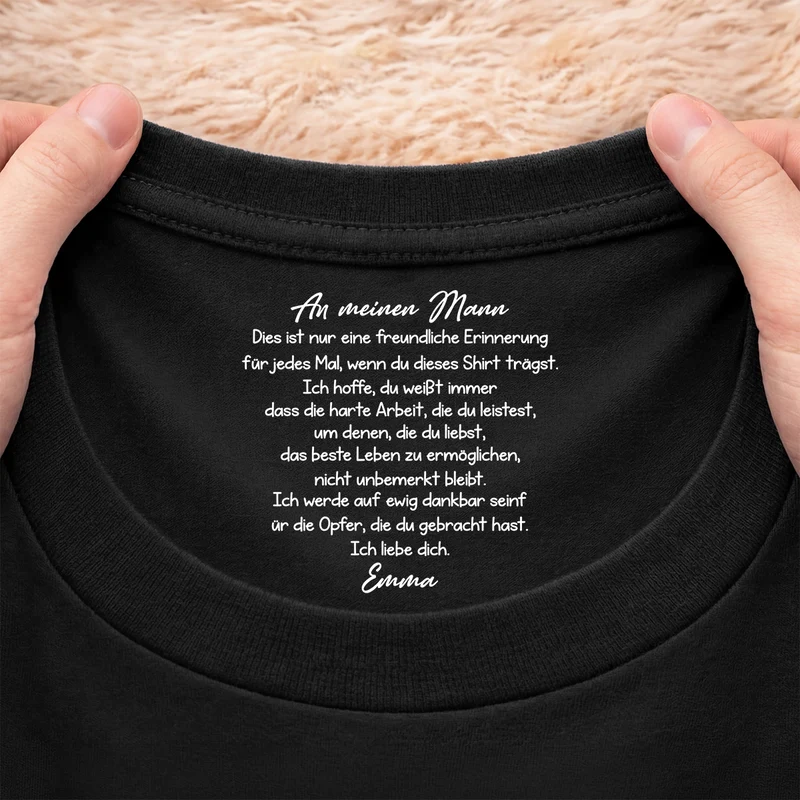 Ich Werde Dir Auf Ewig Dankbar Sein Für All Die Opfer Die Du Bringst - Personalisierte Geschenke Paar | Schwarzes T Shirt Nackenlabel Drucken