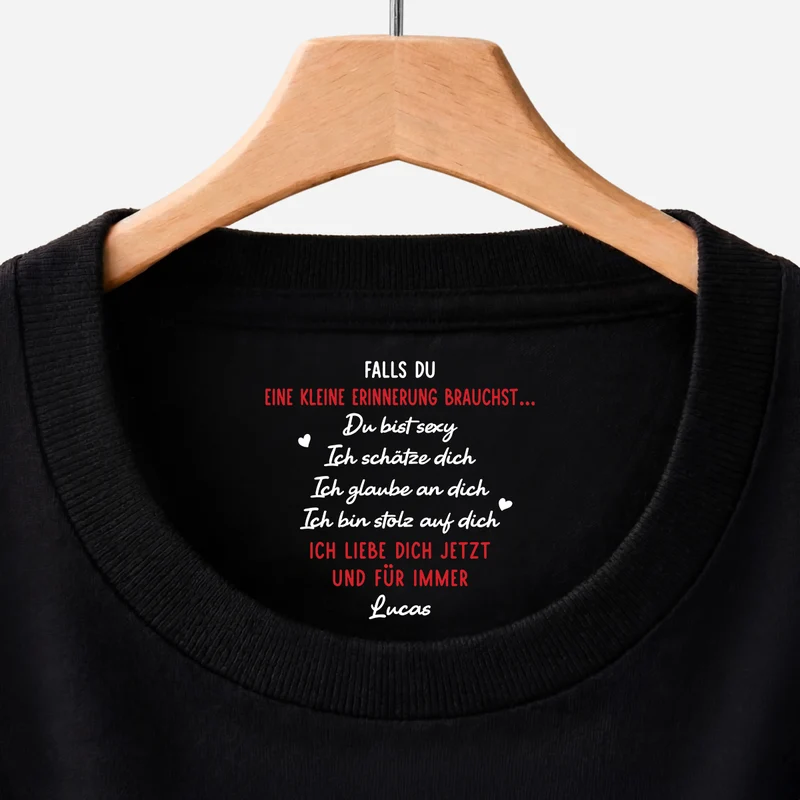 Ich Liebe Dich Jetzt Und Für Immer - Personalisierte Geschenke Paar | Schwarzes T Shirt Nackenlabel Drucken