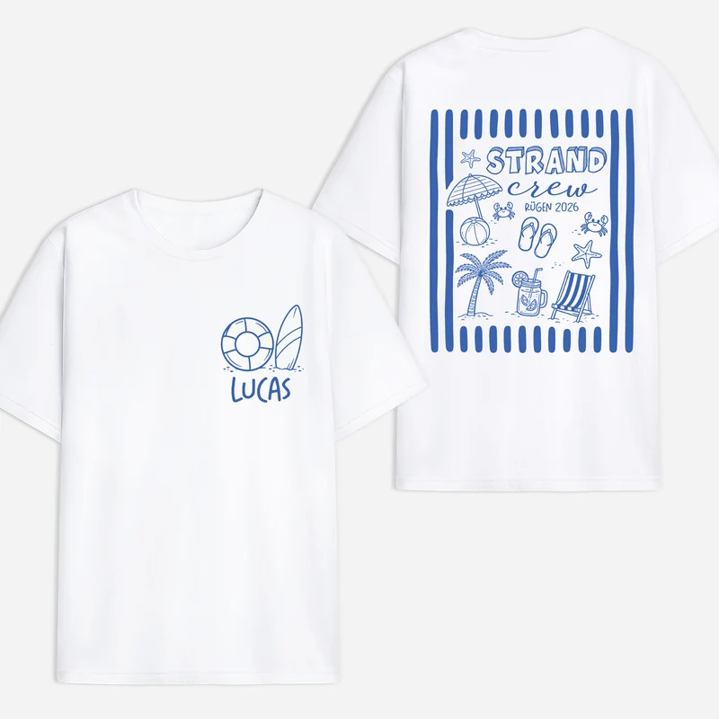 Strand-Crew - Personalisiertes Geschenk | T Shirt Bedrucken Beidseitig Sommer
