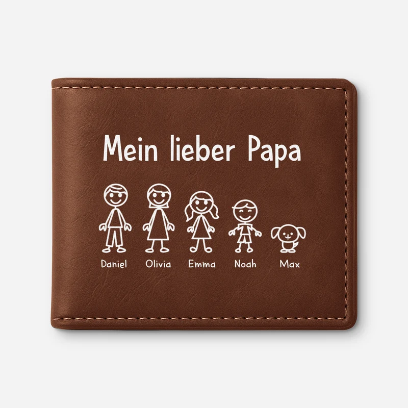 Mein Lieber Papa - Personalisiertes Geschenk | Leder Portemonnaie Papa Opa