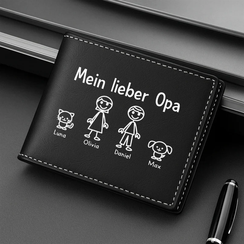 Mein Lieber Papa - Personalisiertes Geschenk | Leder Portemonnaie Papa Opa