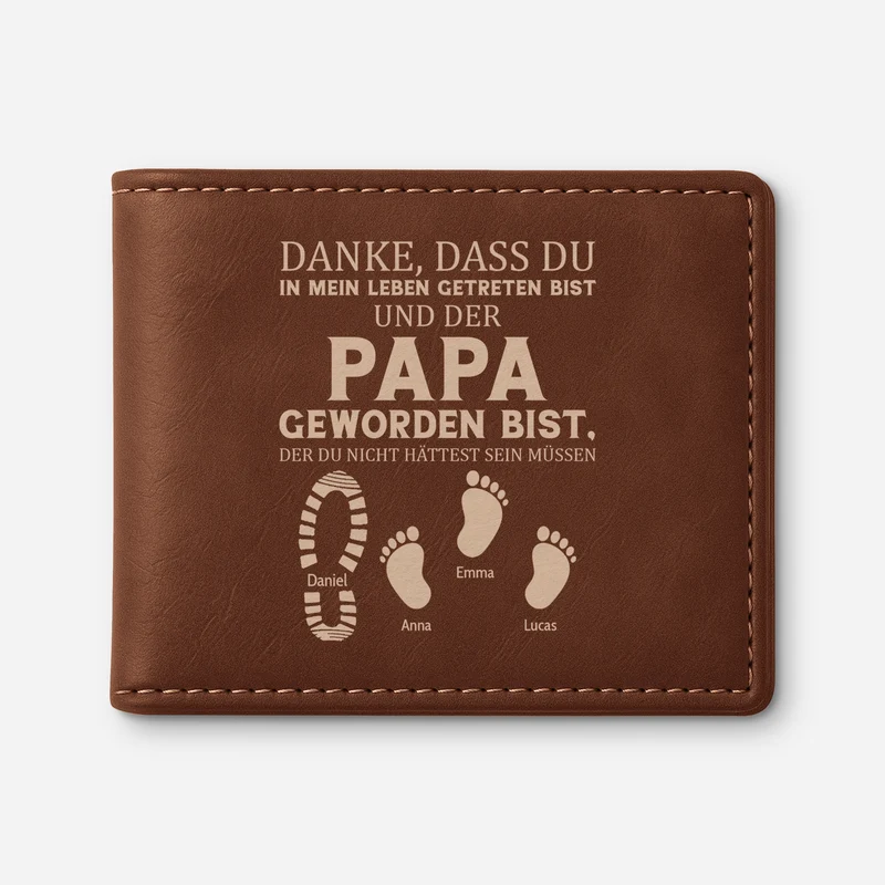 Danke Dass Du Für Mich Da Bist - Personalisiertes Geschenk | Leder Portemonnaie Herren Bonus Papa