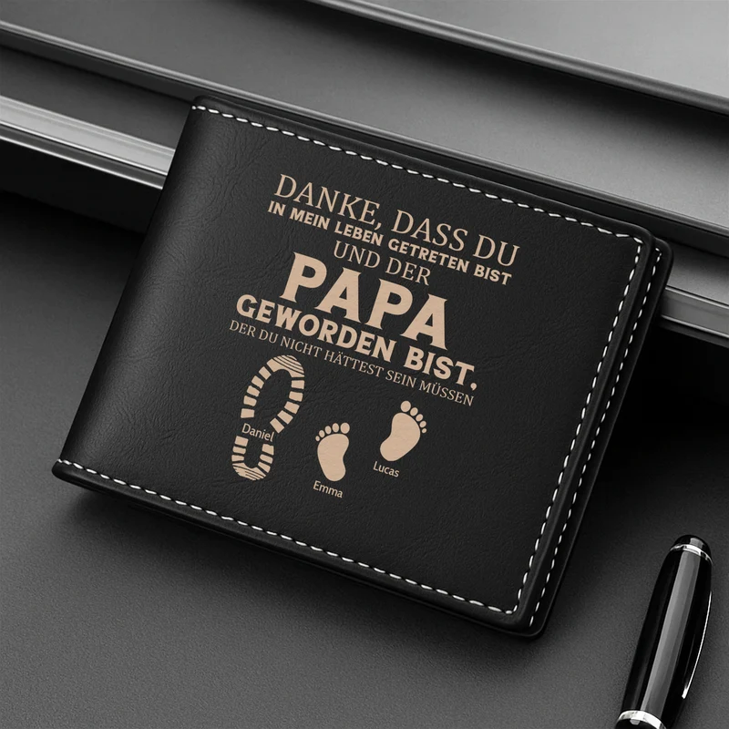Danke Dass Du Für Mich Da Bist - Personalisiertes Geschenk | Leder Portemonnaie Herren Bonus Papa