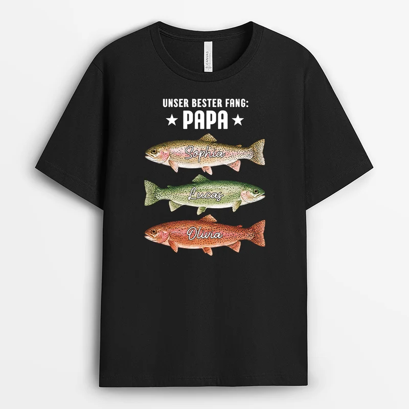 Unser Bester Fang Opa - Personalisiertes Geschenk | Papa Shirt Angeln Schwarz