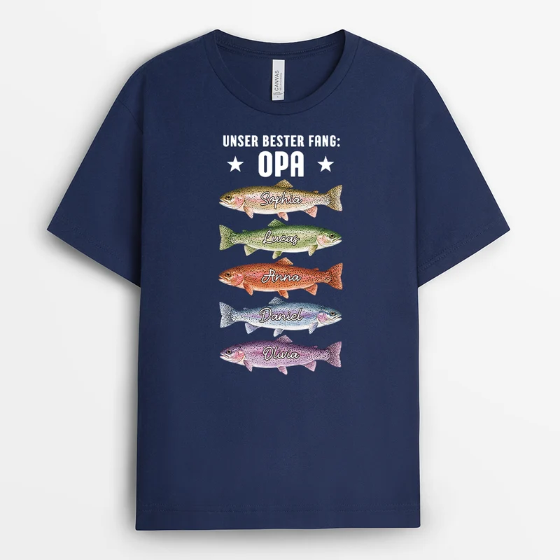 Unser Bester Fang Opa - Personalisiertes Geschenk | Papa Shirt Angeln Schwarz