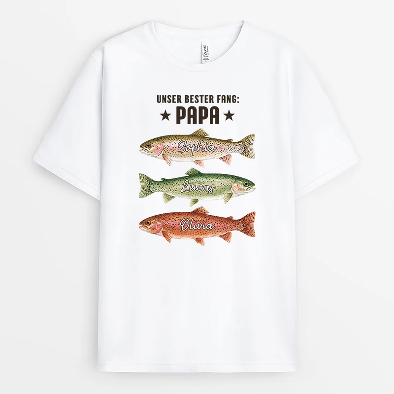 Unser Bester Fang Opa - Personalisiertes Geschenk | Papa Shirt Angeln Weiß