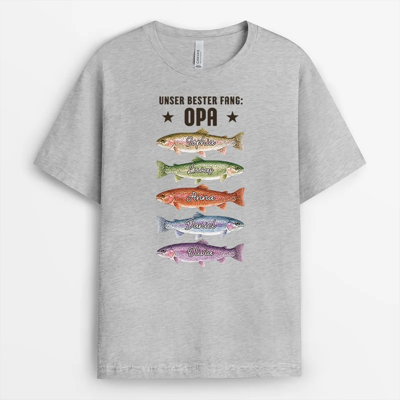 Unser Bester Fang Opa - Personalisiertes Geschenk | Papa Shirt Angeln Weiß