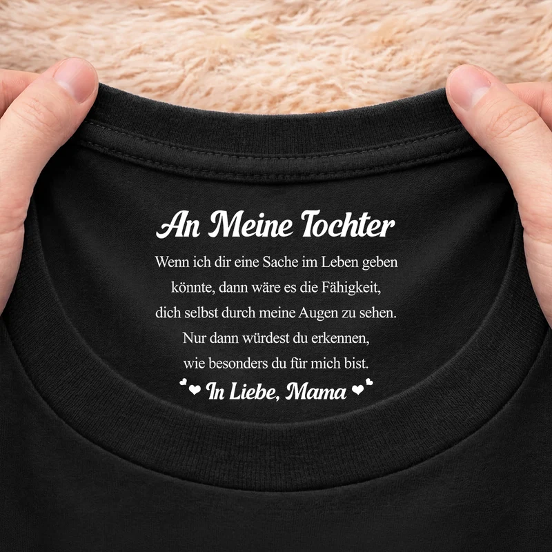 Du Bist Ganz Was Besonderes Für Mich - Personalisiertes Geschenk | Schwarzes T Shirt Nackenlabel Drucken Sohn Tochter Männer Frauen