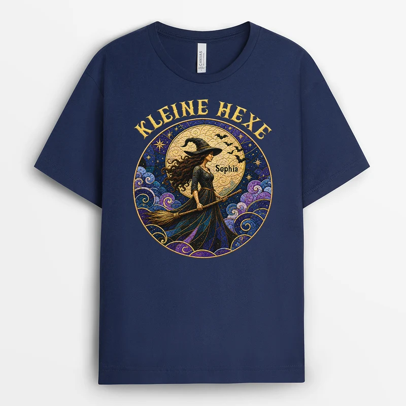 [3D-Optik] Kleine Hexe - Personalisiertes Geschenk | T Shirts Damen Halloween Schwarz