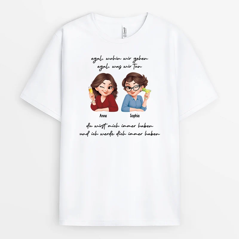 Ich Werde Immer Bei Dir Sein - Personalisiertes Geschenk | Freundschafts T Shirts Cartoon