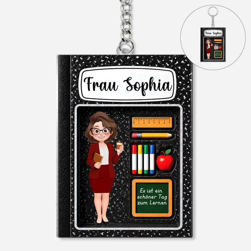 [3D-Optik] Beste Lehrerin Aller Zeiten - Personalisiertes Geschenk | Acryl Schlüsselanhänger
