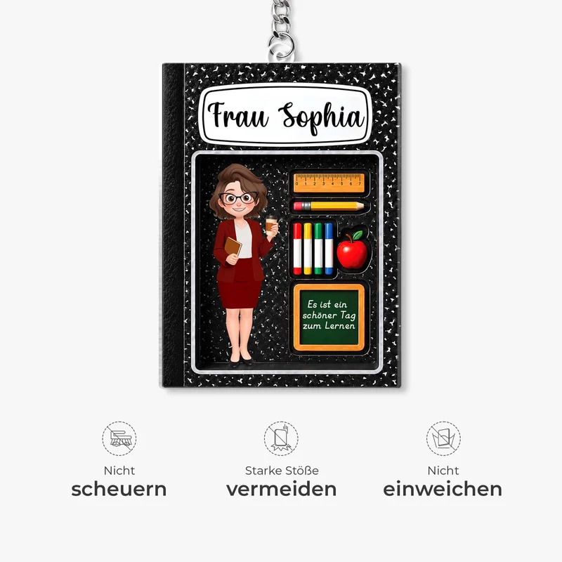 [3D-Optik] Beste Lehrerin Aller Zeiten - Personalisiertes Geschenk | Acryl Schlüsselanhänger