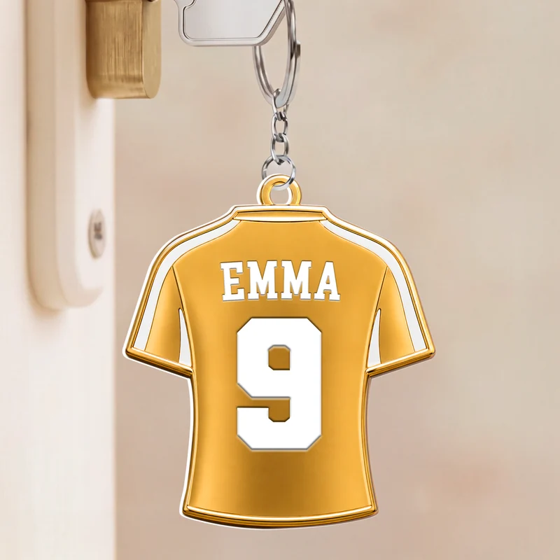 Trikot Fußball Gold - Personalisiertes Geschenk | Acryl Schlüsselanhänger Männer Frauen