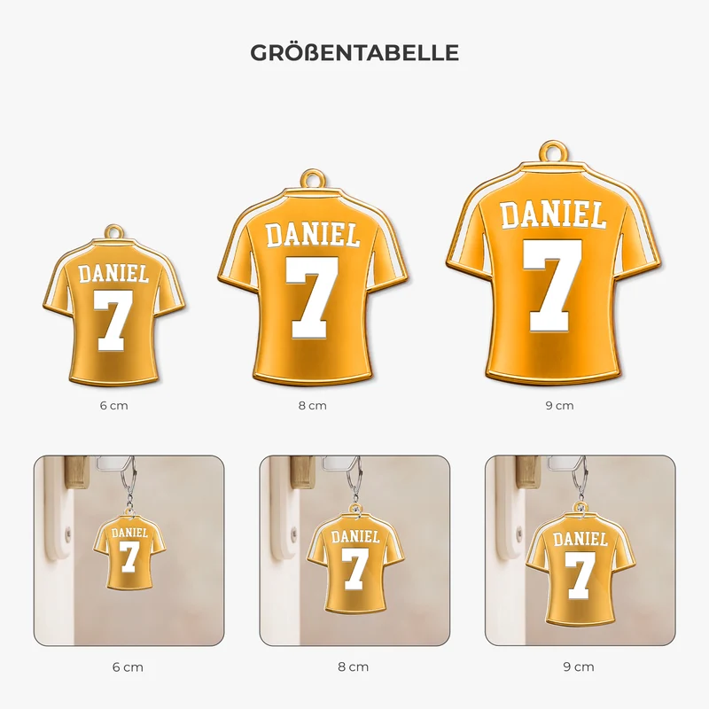 Trikot Fußball Gold - Personalisiertes Geschenk | Acryl Schlüsselanhänger Männer Frauen