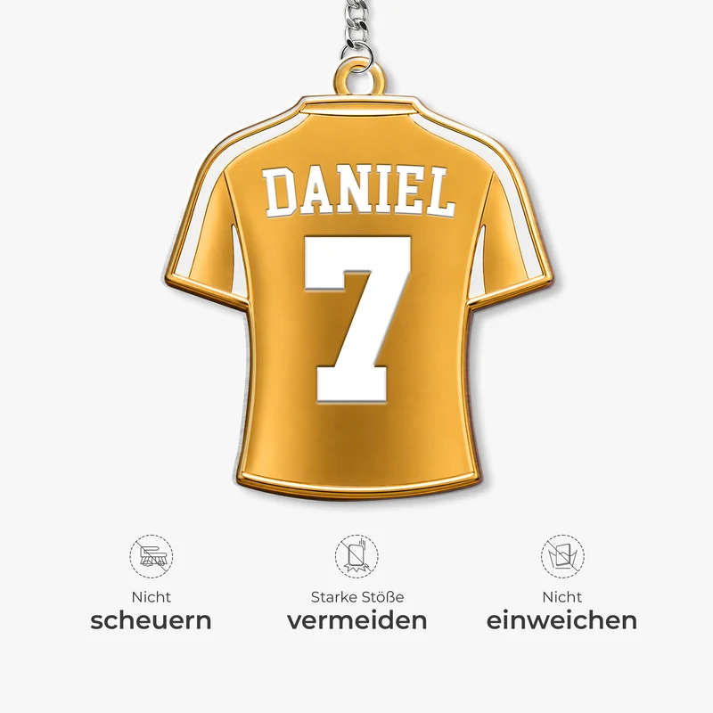 Trikot Fußball Gold - Personalisiertes Geschenk | Acryl Schlüsselanhänger Männer Frauen
