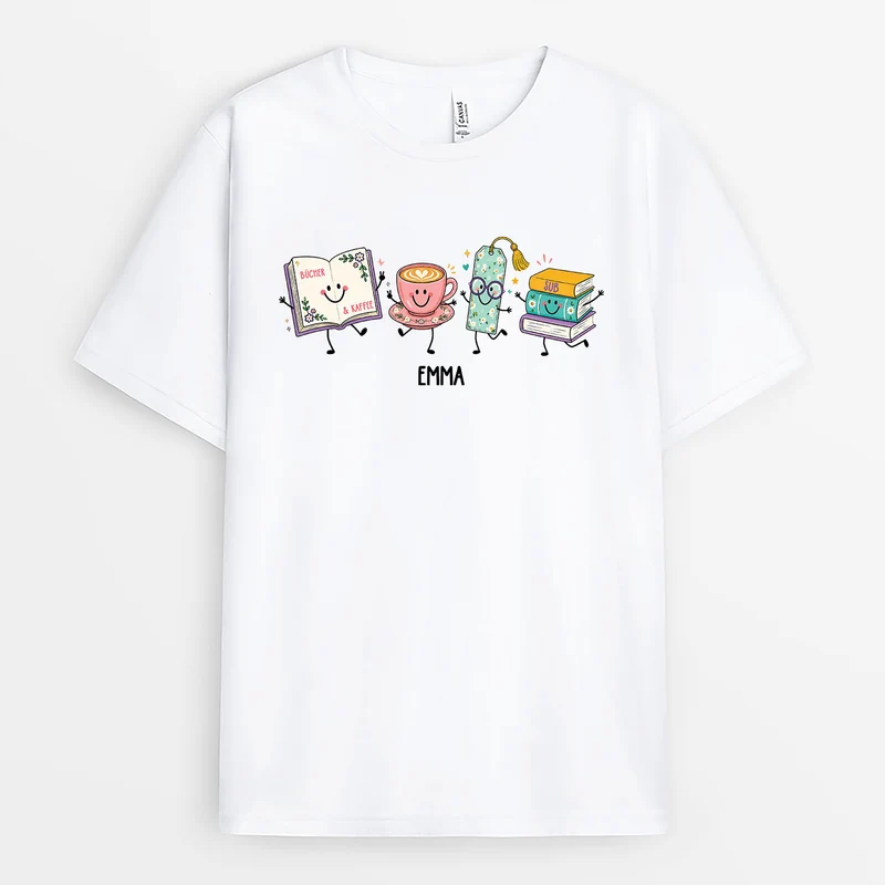 Bücher & Kaffee SUB - Personalisiertes Geschenk | T Shirt Leseratte Frauen Männer