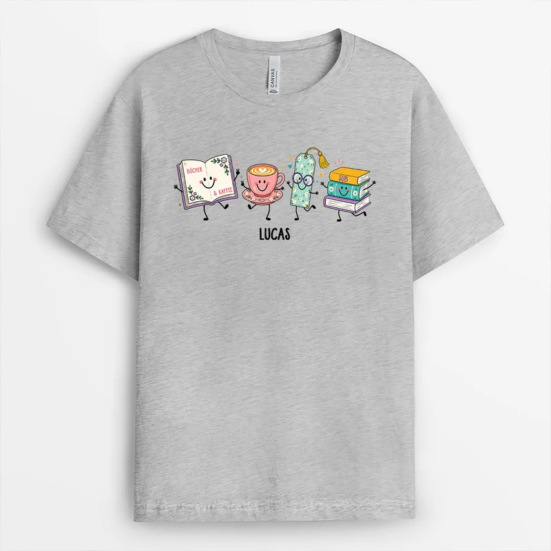 Bücher & Kaffee SUB - Personalisiertes Geschenk | T Shirt Leseratte Frauen Männer