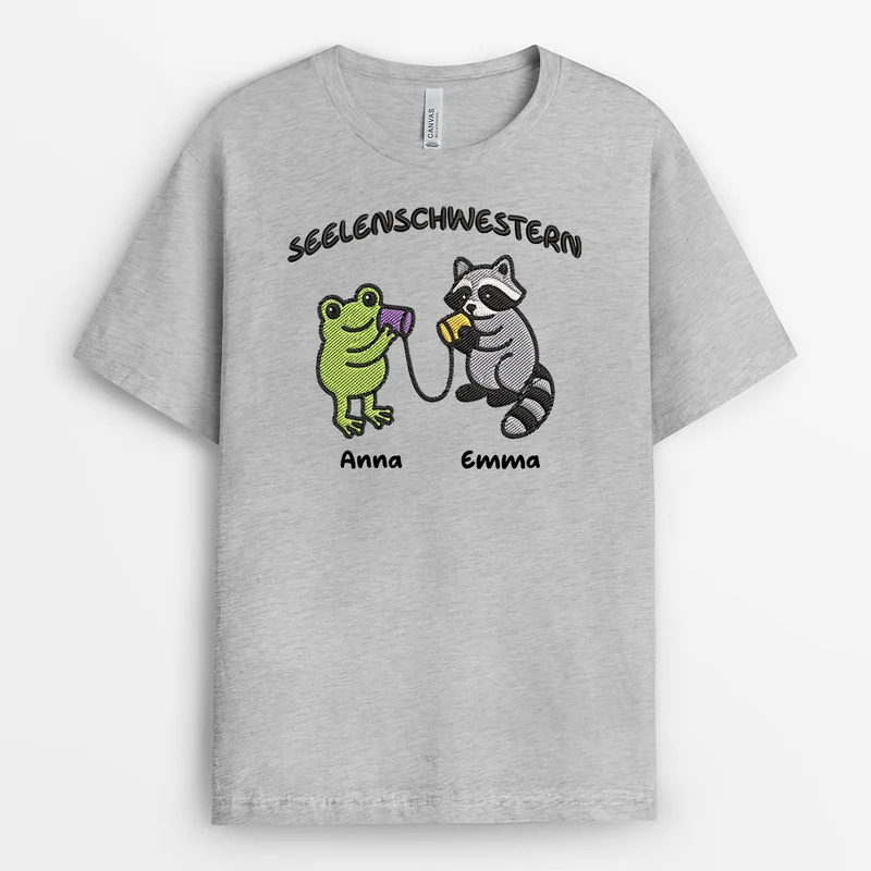 [3D-Optik] Seelenschwestern - Personalisierte Geschenke Beste Freundin | T Shirt Weiß