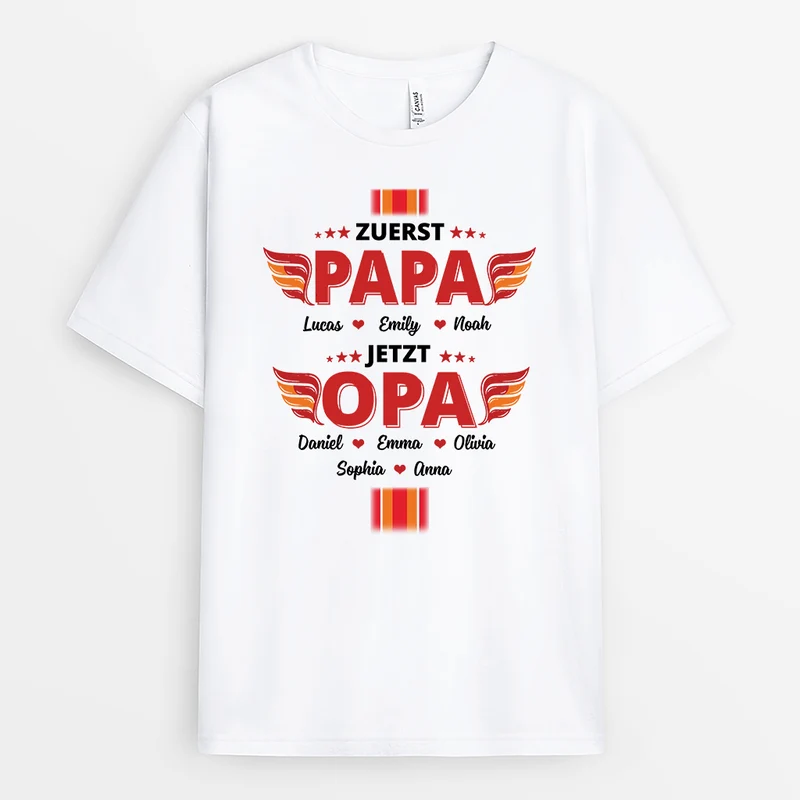 Zuerst Papa Jetzt Opa - Personalisiertes Geschenk | T-Shirt Opa Flammen