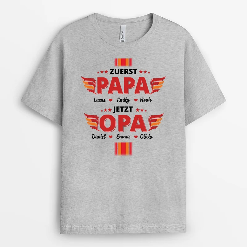Zuerst Papa Jetzt Opa - Personalisiertes Geschenk | T-Shirt Opa Flammen
